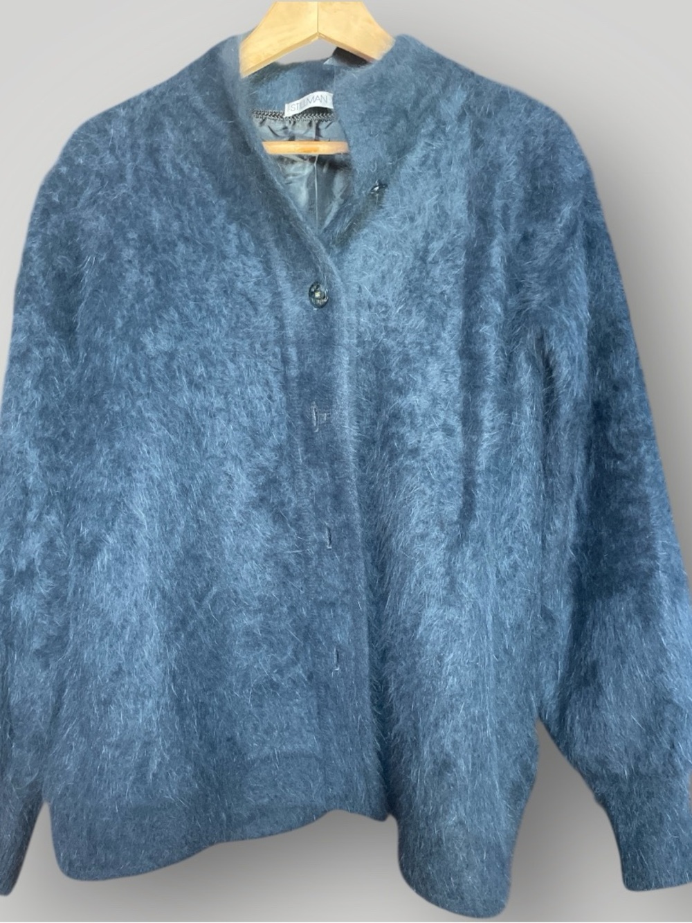 Vintage Luxurious Dark Blue Fuzzy Sweater Cardigan